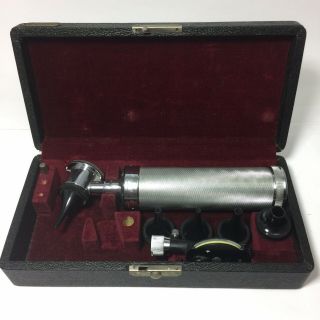 Vintage Welch Allyn Otoscope Set Case Usa Made Stainless W/ Case