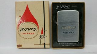 Vintage Zippo Lighter 3 Barrel Chevrolet Dealer Brushed W/ Nickel Insert