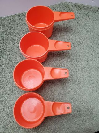 Vintage Tupperware Orange Measuring Cups Complete Set Of 4
