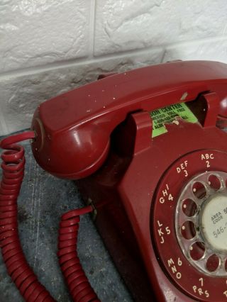 Vintage 1950 ' s Red Bell System Western Electric Rotary Dial Desk Phone 2