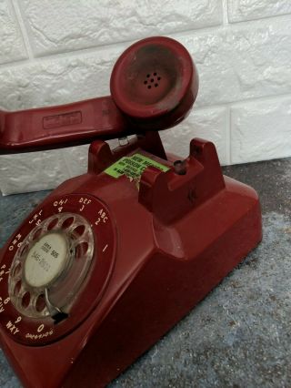 Vintage 1950 ' s Red Bell System Western Electric Rotary Dial Desk Phone 3