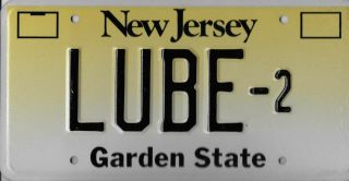 Jersey License Plate / Tag,  Lube 2