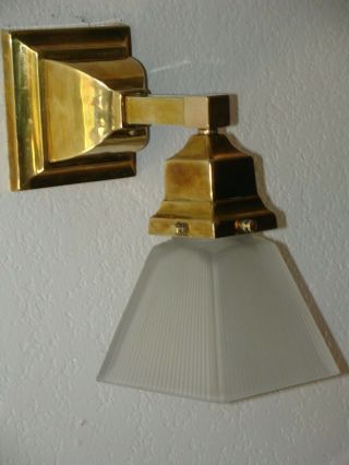 Antique Mission Arts & Craftsman Bungalow Sconce,  Frosted Glass Shade.  No.  1 Of 3