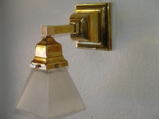 Antique Mission Arts & Craftsman Bungalow Sconce,  Frosted Glass Shade.  No.  2 Of 3