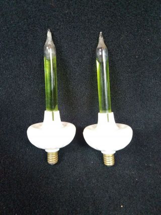 2 Vintage Lime Green Christmas Tree Bubble Lights w/ Glitter.  Lava Lamp Style 3