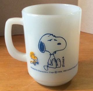 Vtg Fire King Snoopy Woodstock Coffee Mug I 