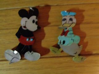 Vintage Mickey Mouse And Donald Duck Polished Stone Pendants -