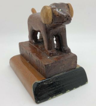 Vintage Dog Folk Art Hand - Carved Primitive Rustic Wood Sculpture Toy (rf983)