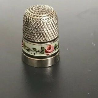 Antique Charles Horner Sterling Silver & Enamel Thimble Early 1900’s