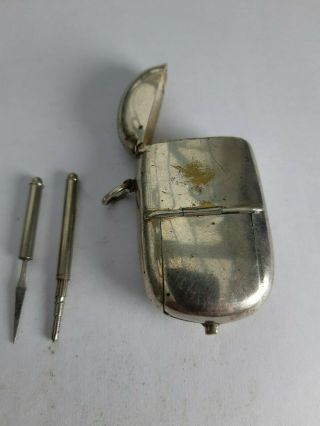 Antique Vesta Match Safe Combination With Pencil And Toothpick