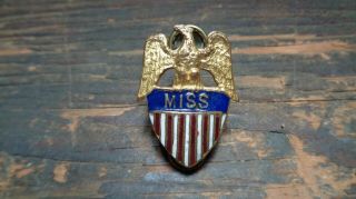 Rare Pre Wwii Vintage Us Army Aide To Mississippi Governor Collar Insignia Pin