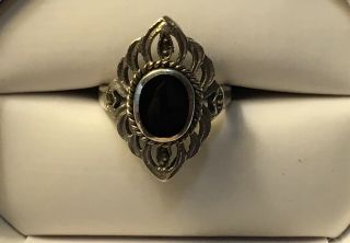 Vintage Sterling Silver Black Onyx Ring Size 6