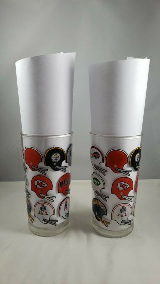 Set Of 2 Vintage Nfl Drinking Glasses American Football Conference Afc Helmets
