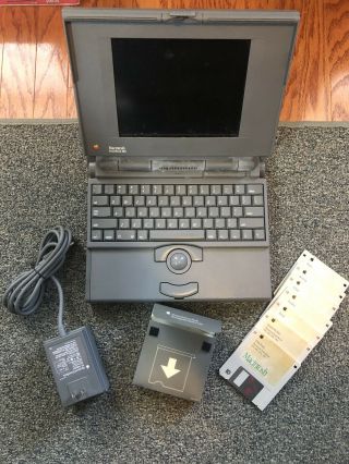 Vintage Apple Macintosh Powerbook 180c With Apple Receipt & Disks