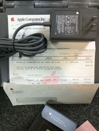 VINTAGE Apple Macintosh PowerBook 180c With Apple Receipt & Disks 2