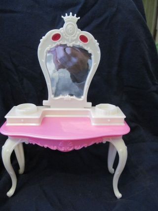 Mattel Barbie Princess Vanity & Chair Pink & White With Jewels 1999 Vintage