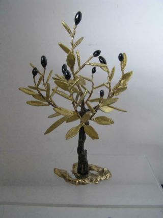 Vintage Mid Century Metal Sculpture Of Fig Tree Artistic & Signed 10 " Tall