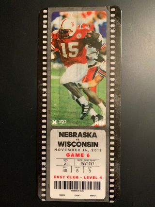 2019 Nebraska Cornhuskers Football - Club Ticket V Wisconsin - Tommie Frazier