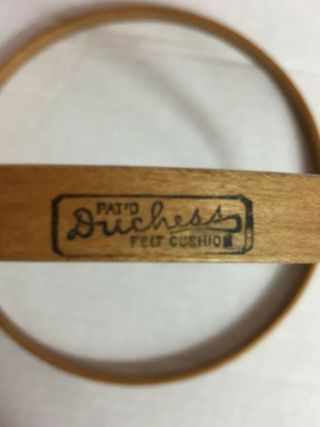 Vintage DUCHESS Round Wood 7” Embroidery Hoop Felt Cushion Pat ' d Felted 2
