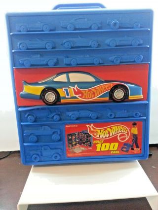 Vintage 1997 Mattel Hot Wheels Storage Case 100 Cars W/ Handle & Wheels 20375
