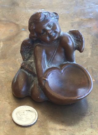 Vintage Weidlich Brothers Cupid With Heart Dish Metal Figure W B Mfg 606