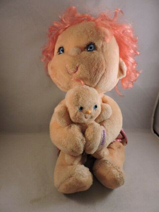 Vintage Kenner Hugga Bunch Impkins Plush Doll Pink Hair W/ Baby Nuzzler 1985
