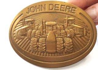 John Deere Tractors Brass Belt Buckle Vintage 1981 John Deere & Co Farming Farm