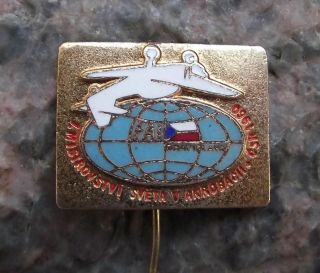 1960 Fai Aerobatic World Championships Czechoslovakia Stunt Plane Pin Badge