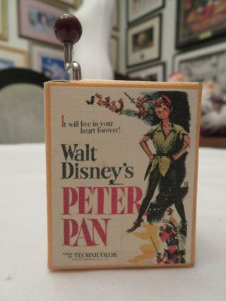 Vintage Walt Disney Peter Pan Miniature Hand Crank Music Box Plays You Can Fly