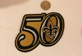 Orleans Saints 50th Year Anniversary Vintage Embroidered Iron On Patch 5”x4”