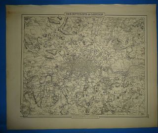 Vintage 1857 London,  England Map Old Antique Atlas Map