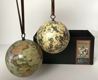 The Earth And Heavens 1551 Ad Globe Christmas Ornaments Authentic Models Vintage