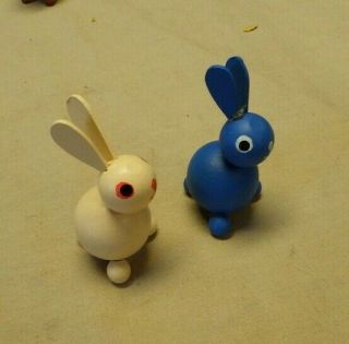 8 PC Vintage Mid Century Painted Wood Rabbits Kay Bojesen Holline Denmark 2