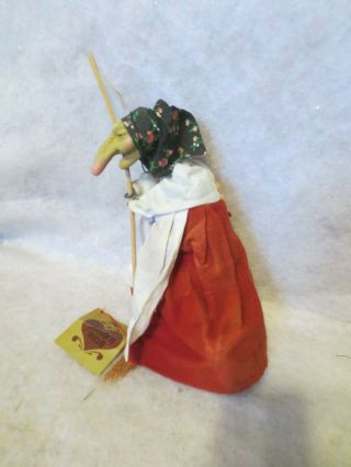 Vintage Glasswerks Norwegian Good Luck Hanging Kitchen Witch w/Broom 3