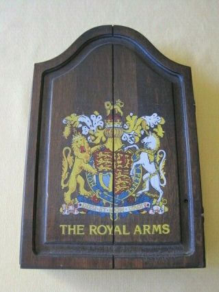 Vintage Royal Arms Small Wood Dart Board 3 Darts Dartboard 35 Yr Game Of Thrones