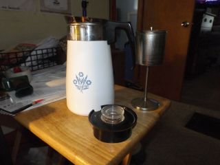 Vtg Corning Ware Blue Cornflower 9 Cup Stove Top Coffee Pot