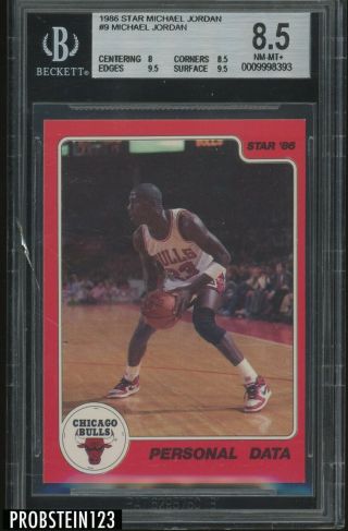 1986 - 87 Star Basketball 9 Michael Jordan Rc Rookie Hof Bulls Bgs 8.  5 W/ 9.  5