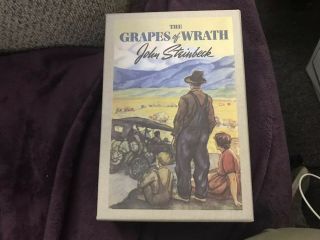 The Grapes Of Wrath John Steinbeck First Edition Library W/ Slipcase Dust Bowl