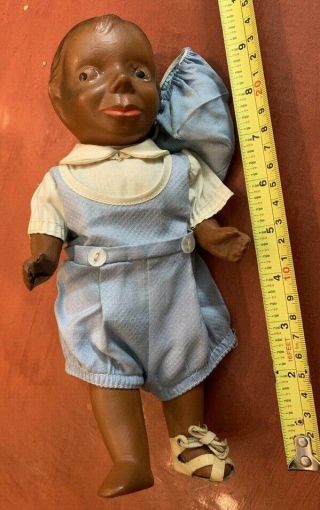 Compostion Doll Black Vintage Americana Boy Antique 10 "