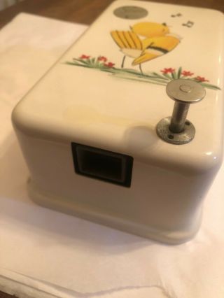 Vintage Bobrick Porcelain Enamel Wall Mounted Soap Dispenser Hand Painted Duck 3