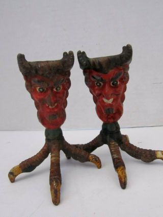 Vintage Gothic Devil Claw Foot Candlestick Holder Metal.  Set Of 2.  4.  5 " Tall.