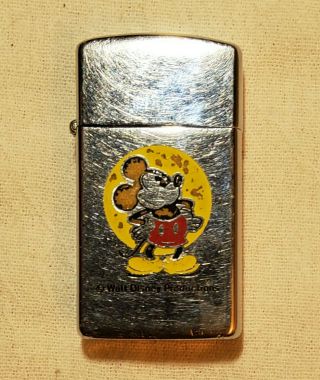 Vintage Mickey Mouse Pictured Walt Disney Productions Small Zippo Brand Lighter