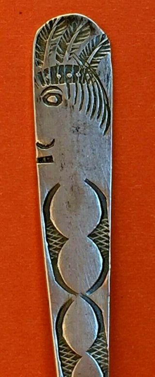 Navajo Indian Swastika Profile Fred Harvey Sterling Silver Ingot Souvenir Spoon