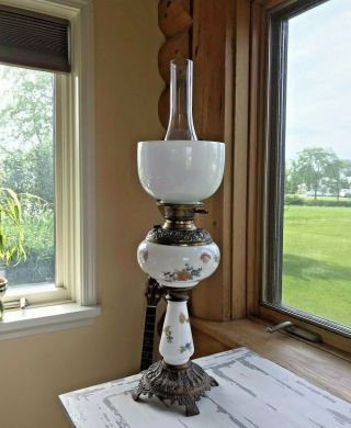 Antique Vintage Victorian Banquet Parlor Electric Table Lamp Light