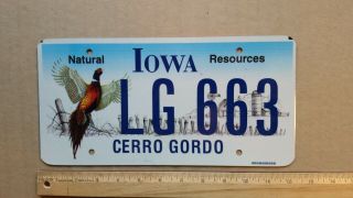 License Plate,  Iowa,  Natural Resources,  Pheasant,  Lg 663