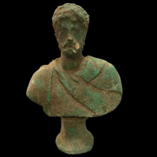 Roman Ancient Bronze Bust Statue - 200 - 400 Ad (1) Large 16 Cm Tall