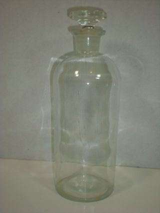 Large Apothecary Bottle With Snug Stopper Vtg