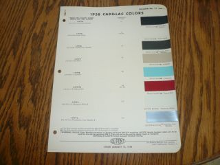 1958 Cadillac Dupont Duco Color Chip Paint Sample - Vintage