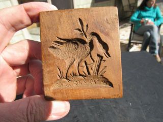 Primitive Antique Hand Carved Wood Swan Springerle Cookie Or Butter Press