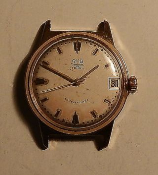And Preserved Vintage German Wristwatch Gub Glashutte Gold Plated Date